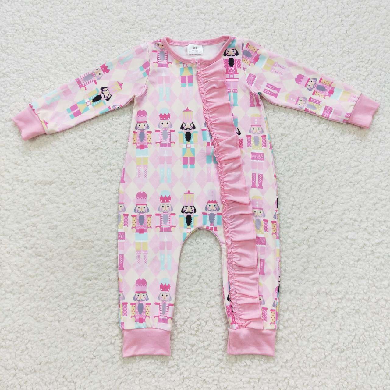 Nutcracker print baby girl zip sleeper