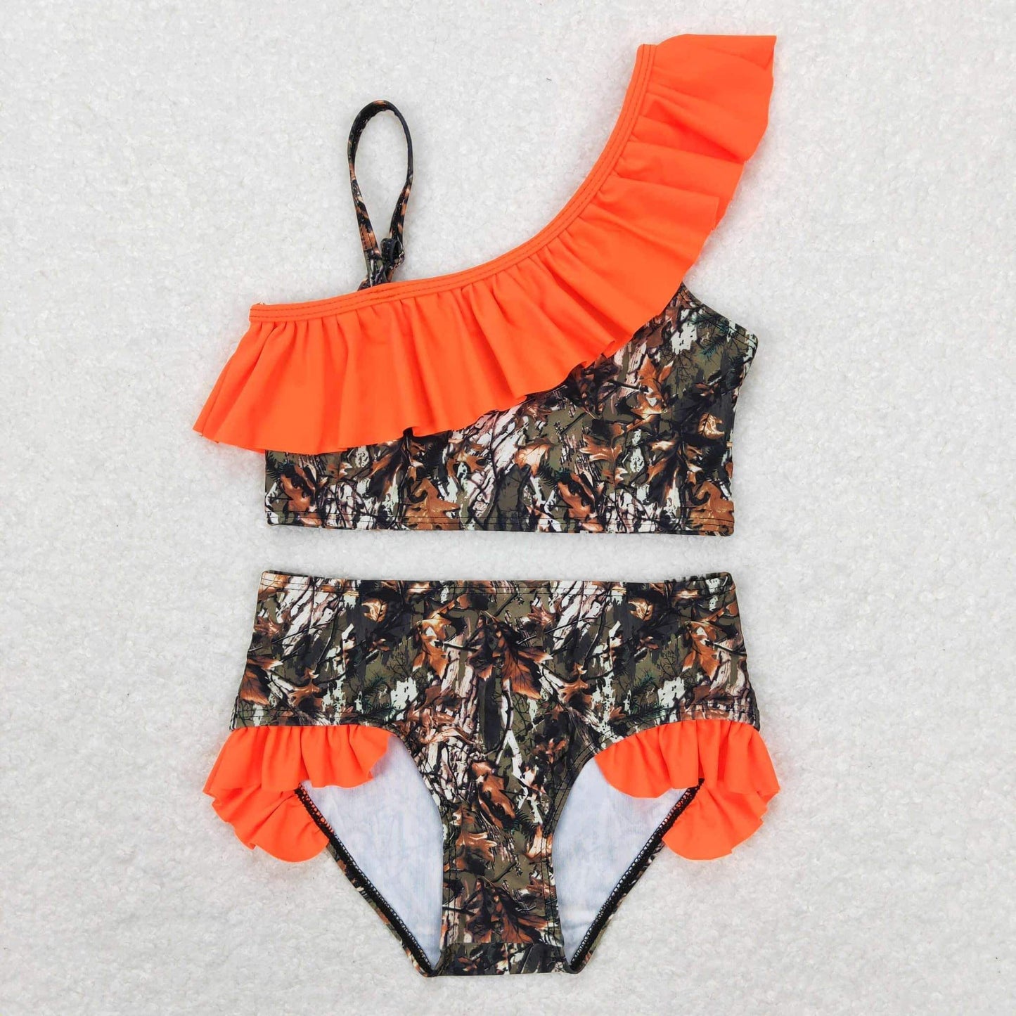 two pieces girl swimsuit camo print swimwear