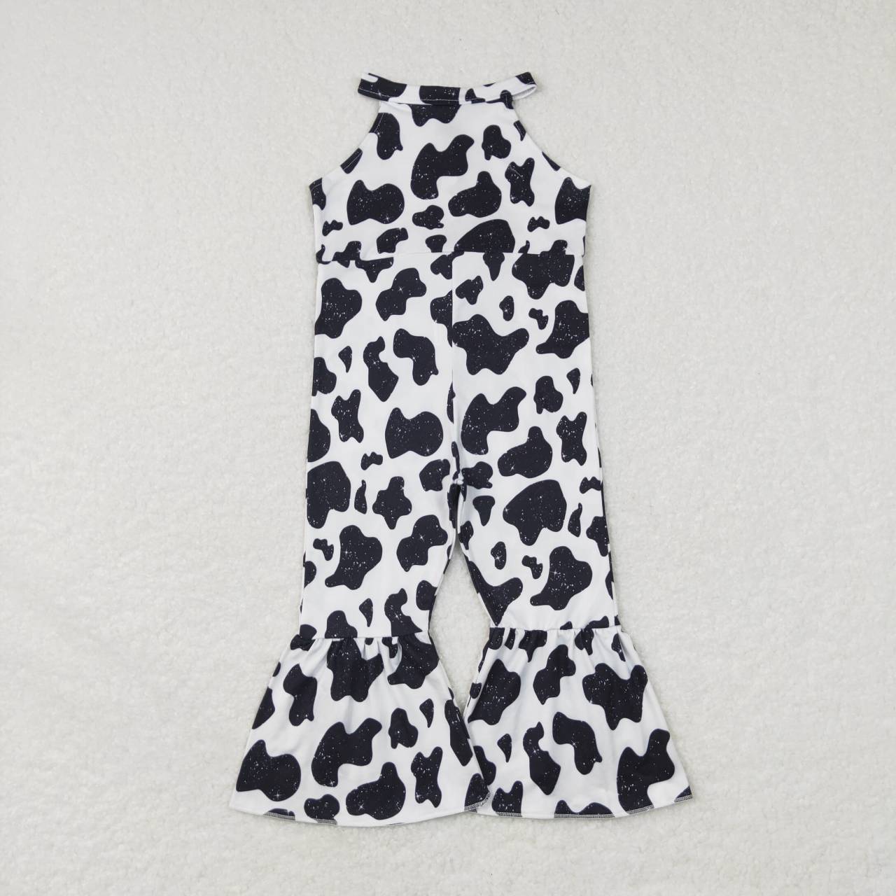 kids girl sleeveless cowp print jumpsuit