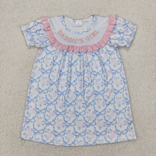 daddy's girl embroidered blue bow floral dress