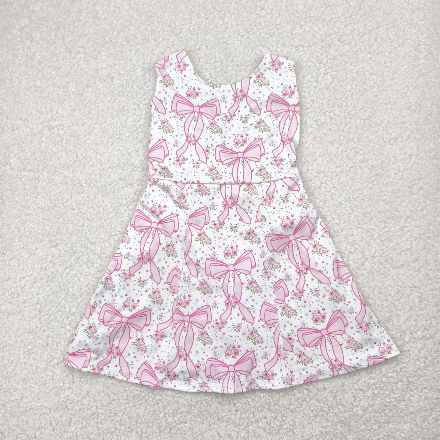 kids yoga one piece pink bow floral athletic skort dress
