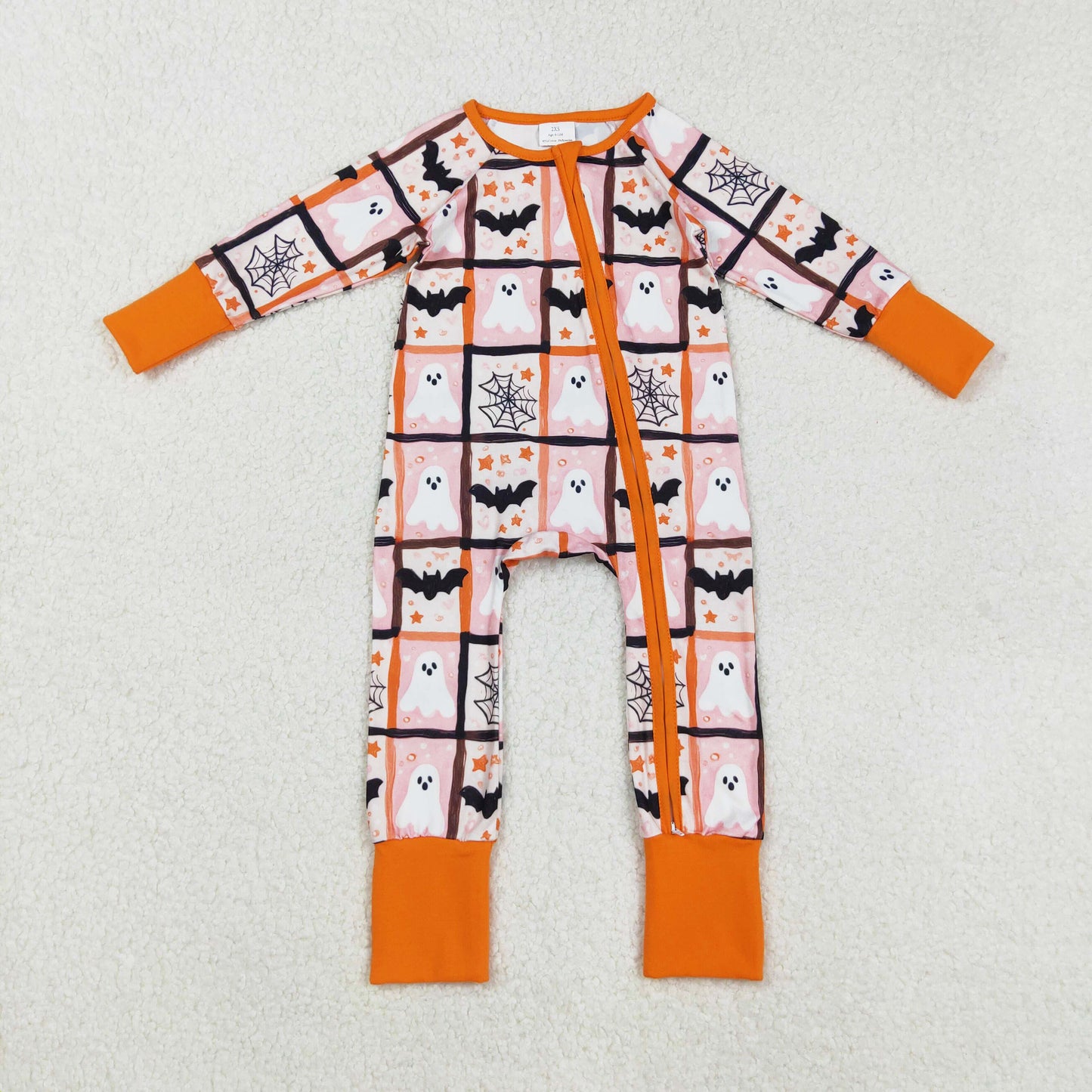 ghost bat spiderwebs Halloween spooky zip sleeper pajama