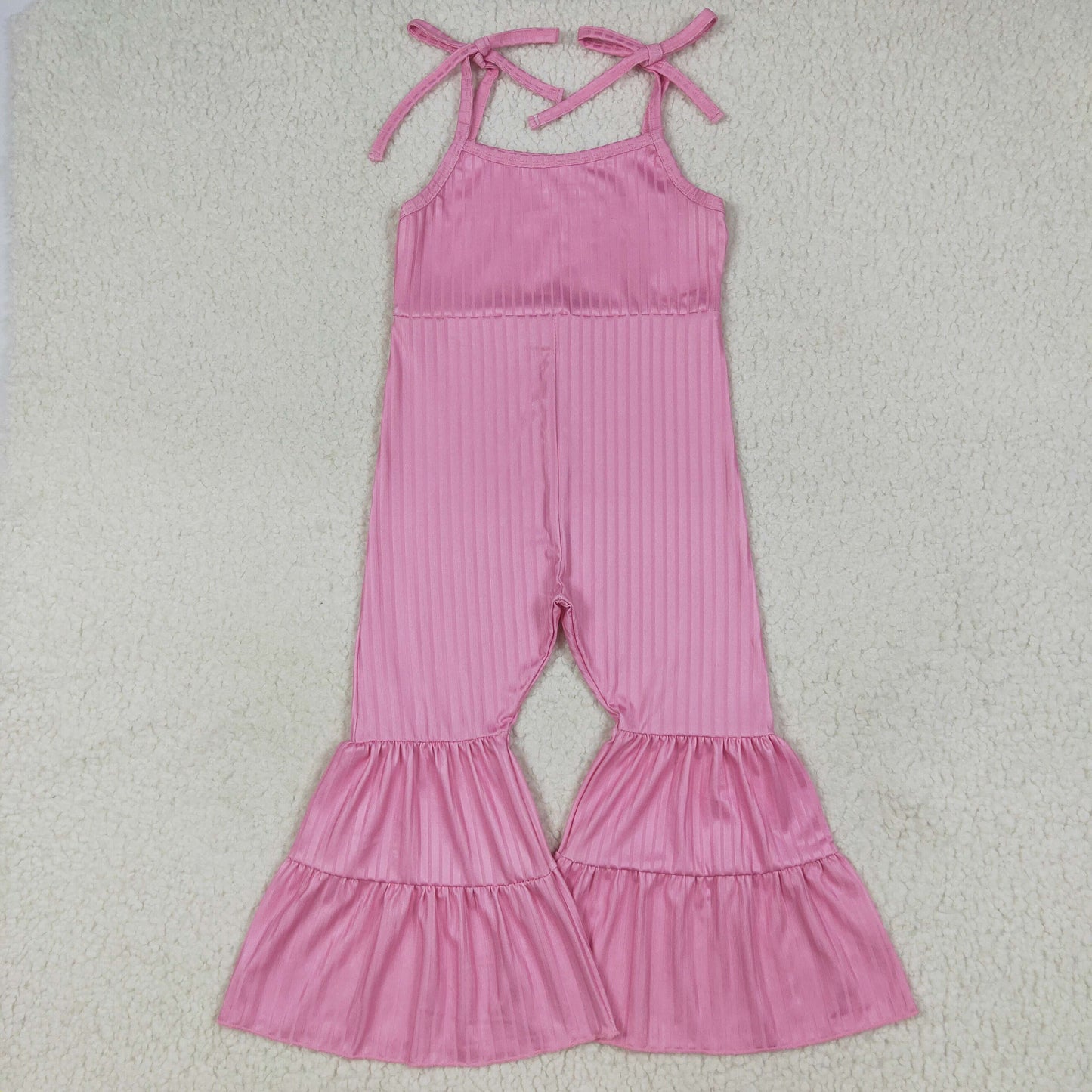 pink strap ribbed jumpsuit