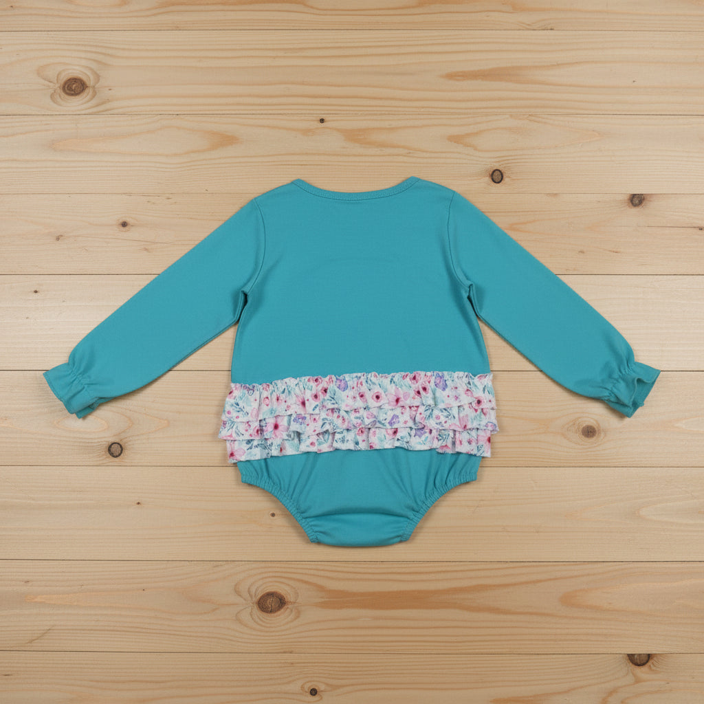 floral coquette embroidery ruffle bubble