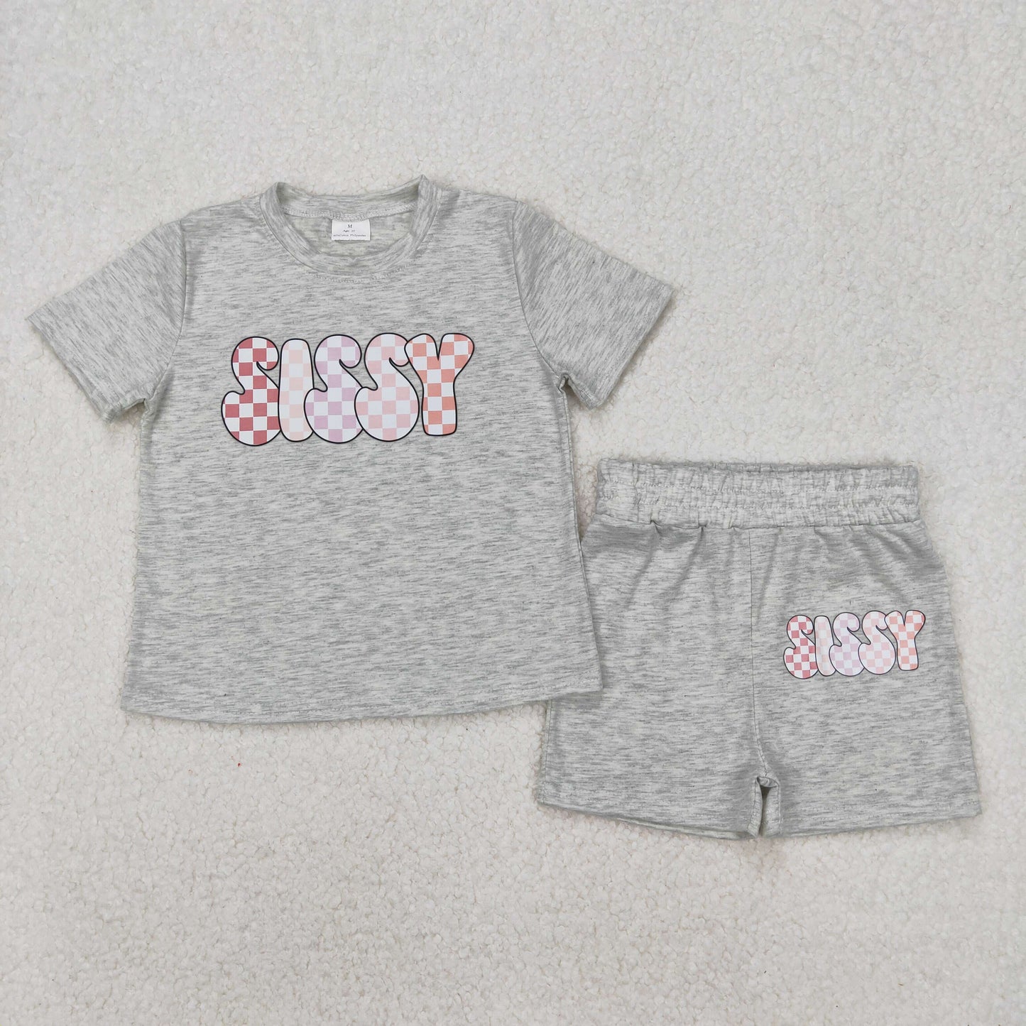 sissy gray shorts set (digital printed)