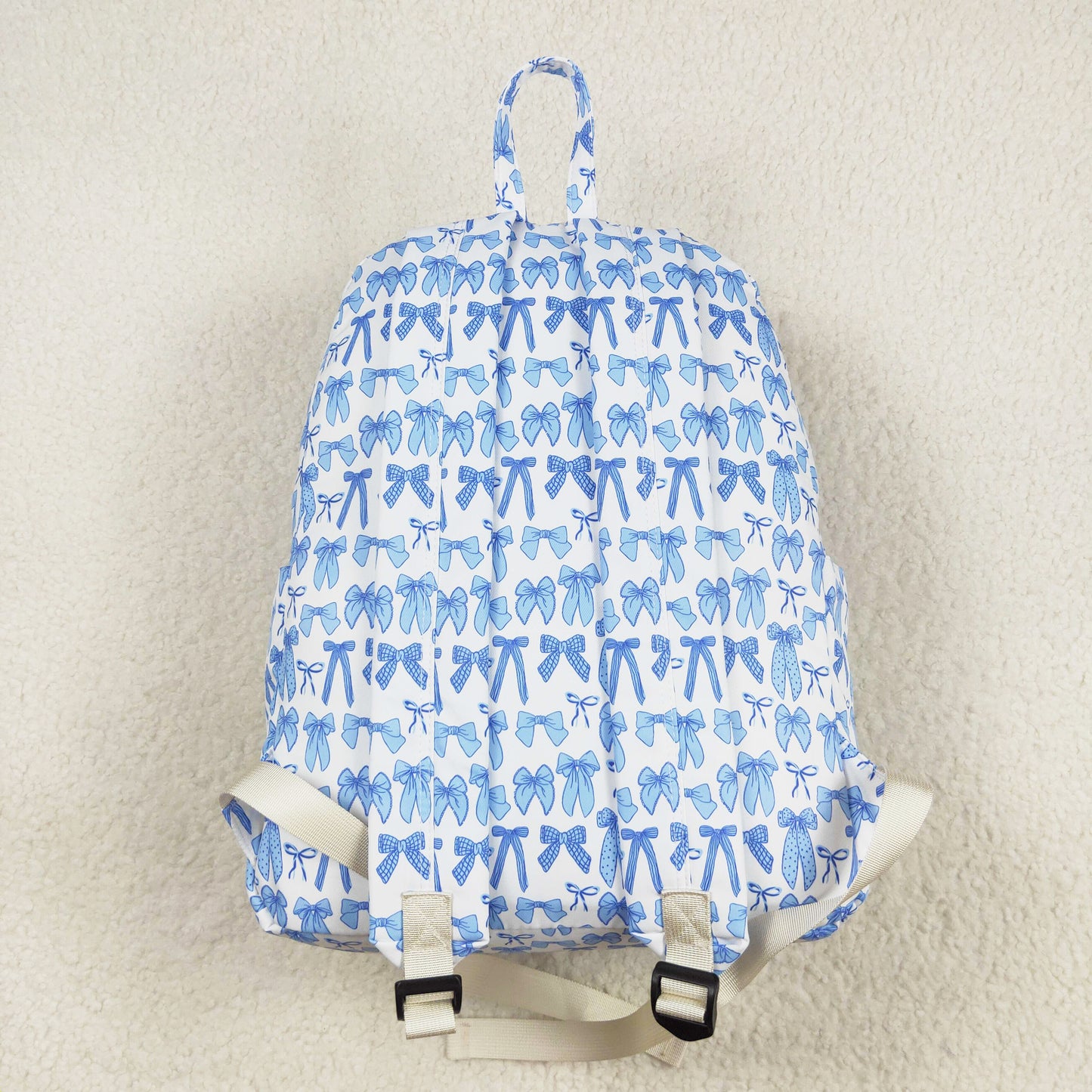 blue bow on white backpack children bags