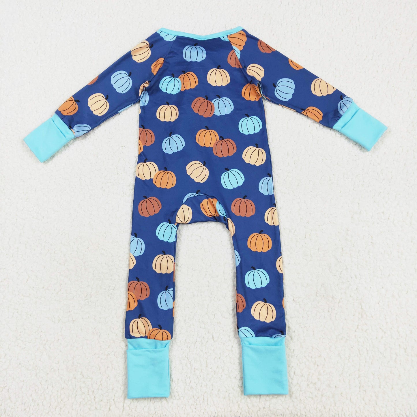 long sleeve blue pumpkin zip sleeper