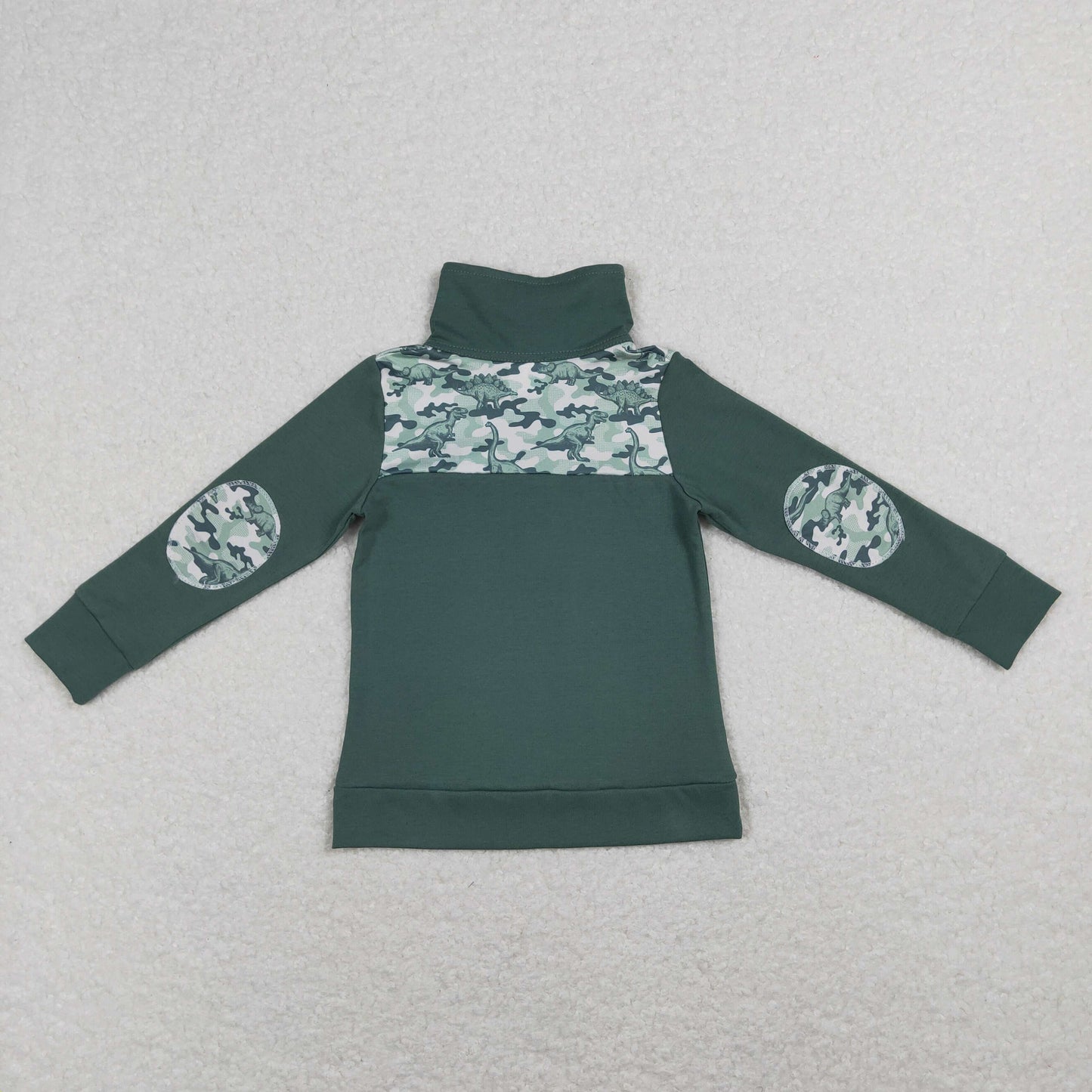long sleeve camo dinosaur zip pullover