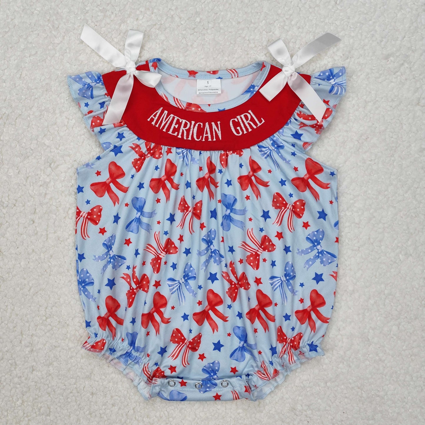 american girl coquette embroidered 4th of July girl romper