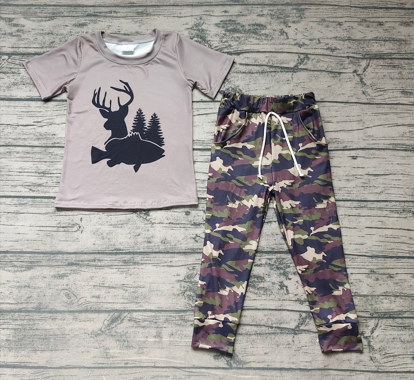 pre-order western boy t-shirt camo joggers pants set outfit