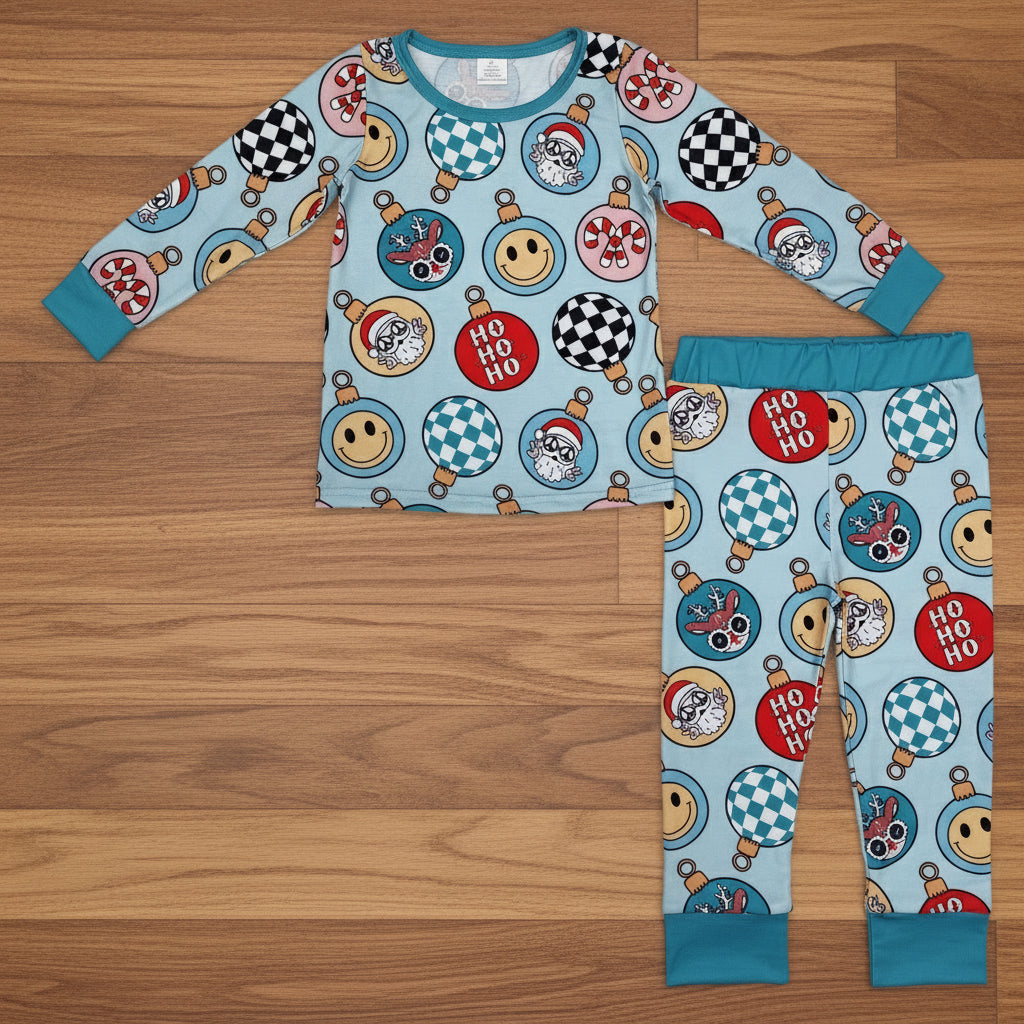 unisex kids retro disco Christmas bamboo pajama set