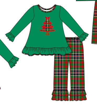 NO MOQ CLOSE 2025 2nd Sept Christmas tree plaid pants set