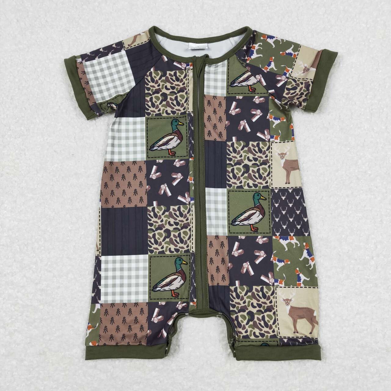 adventure hunting baby boy zip romper