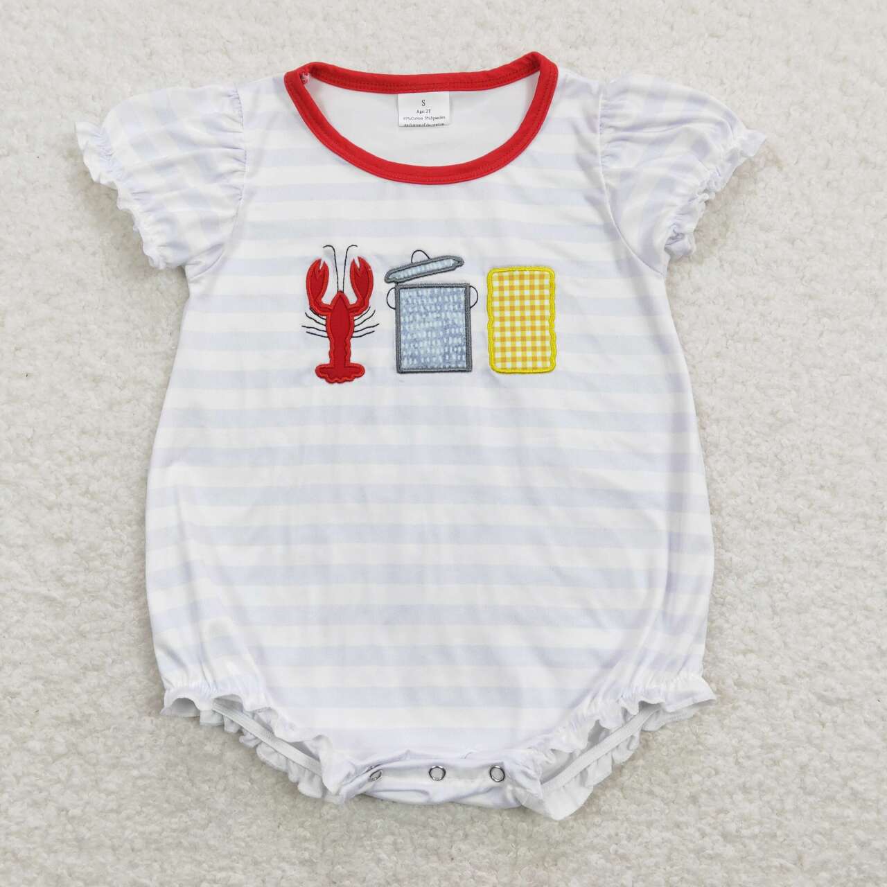 crawfish boil embroidery baby girl bubble