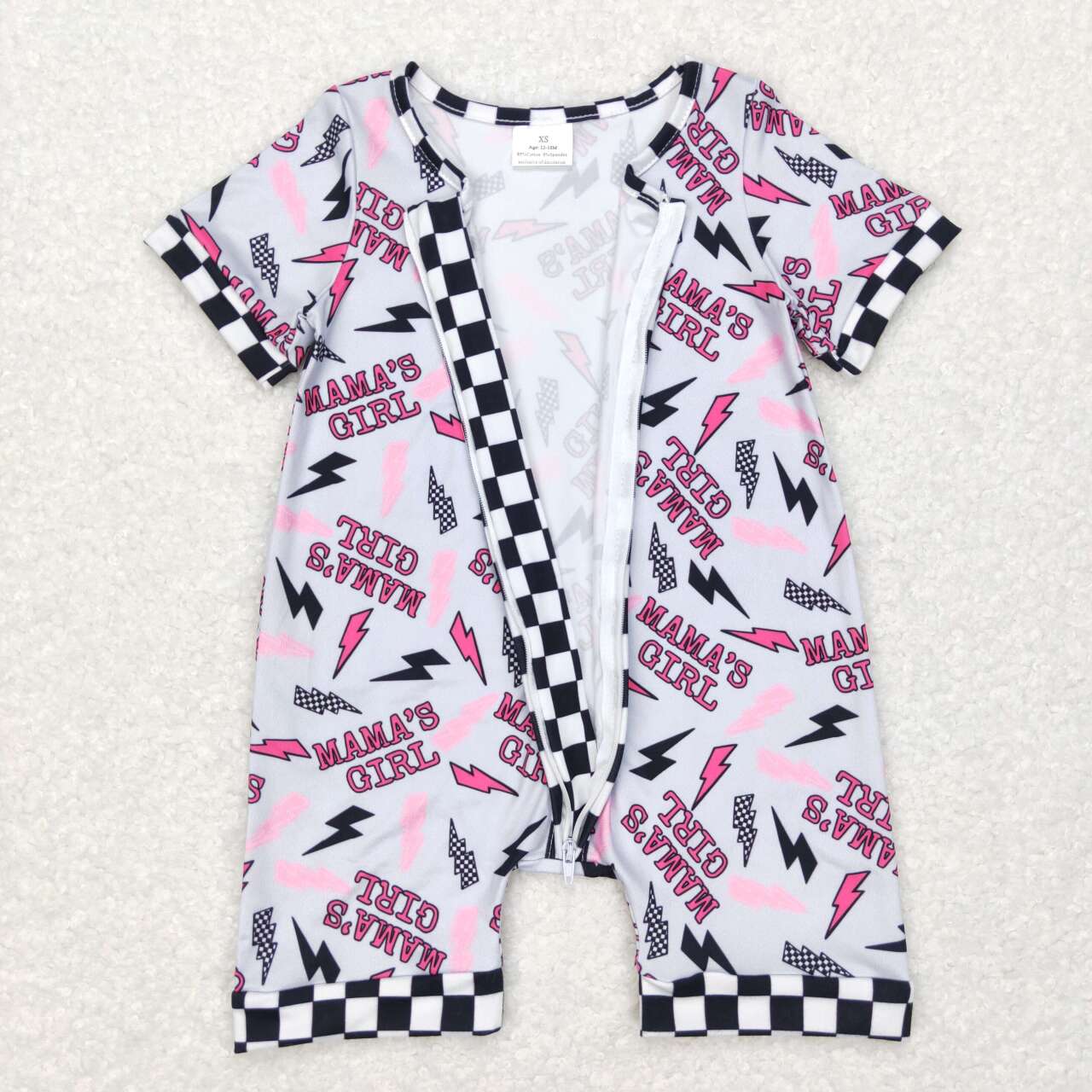 lightening mama's girl zip tee romper