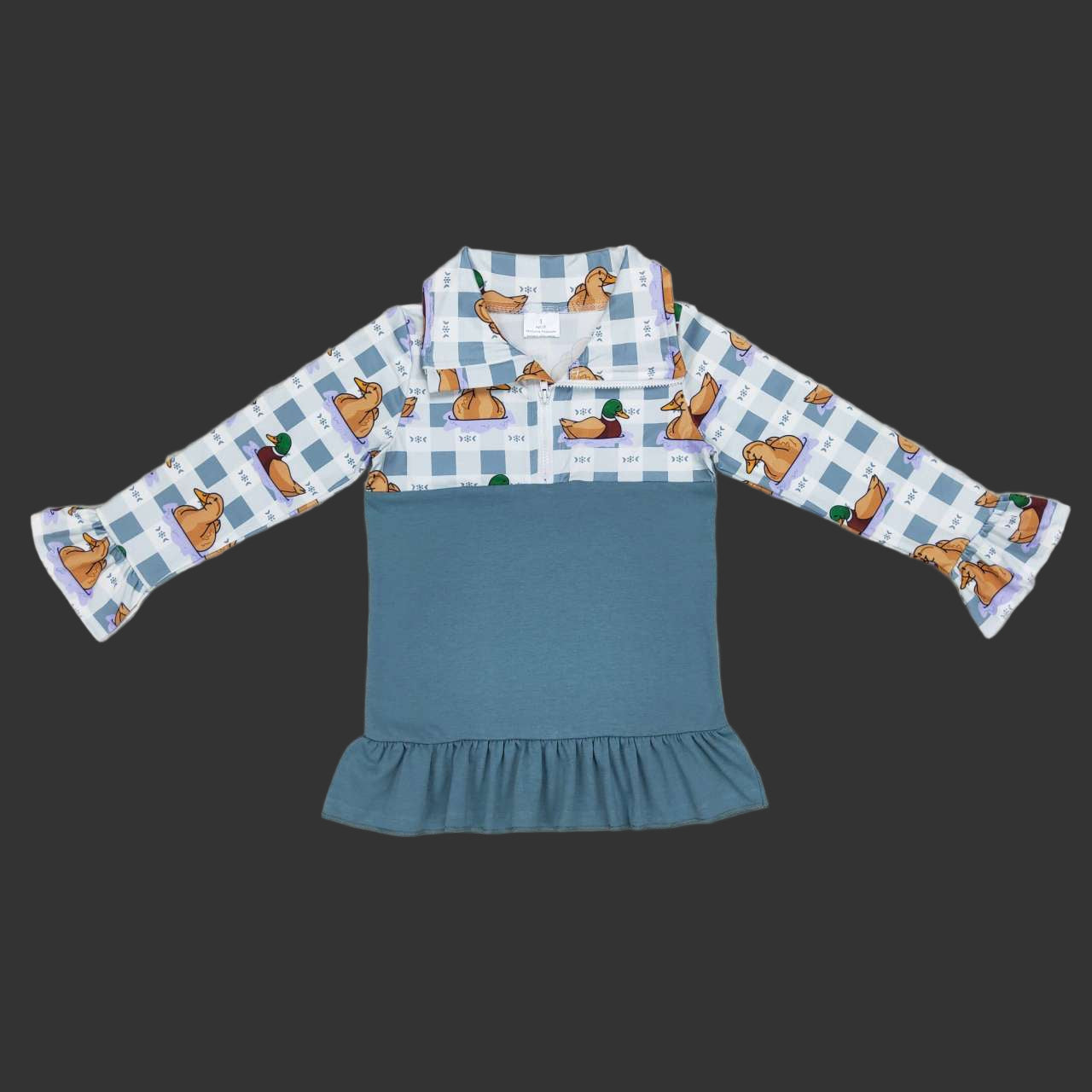 duck print zip pullover girls top clothes