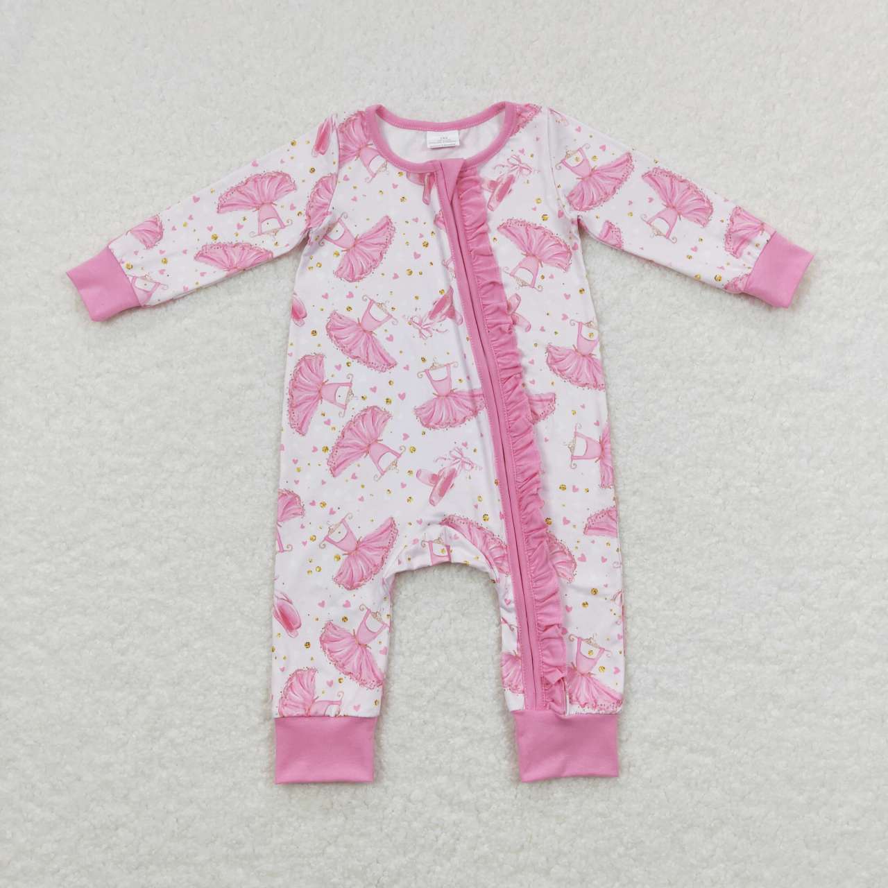 pink ballet zip up romper