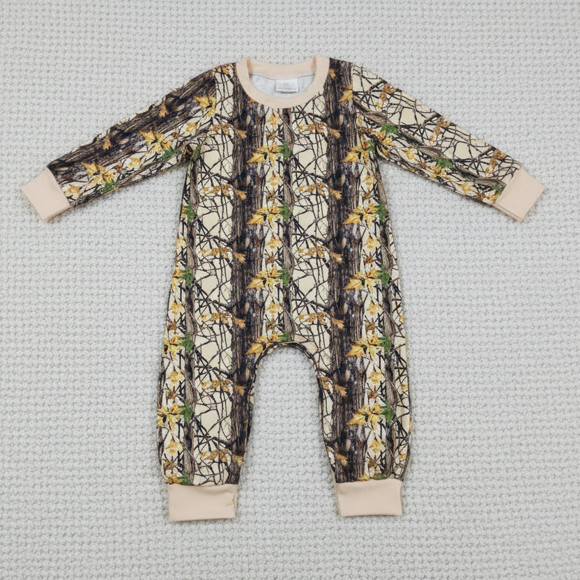 camouflage long sleeve snap romper