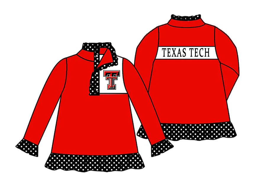 (Custom Design MOQ 5 Each Item)Team's Texas Tech Red Print Sibling Matching Clothes