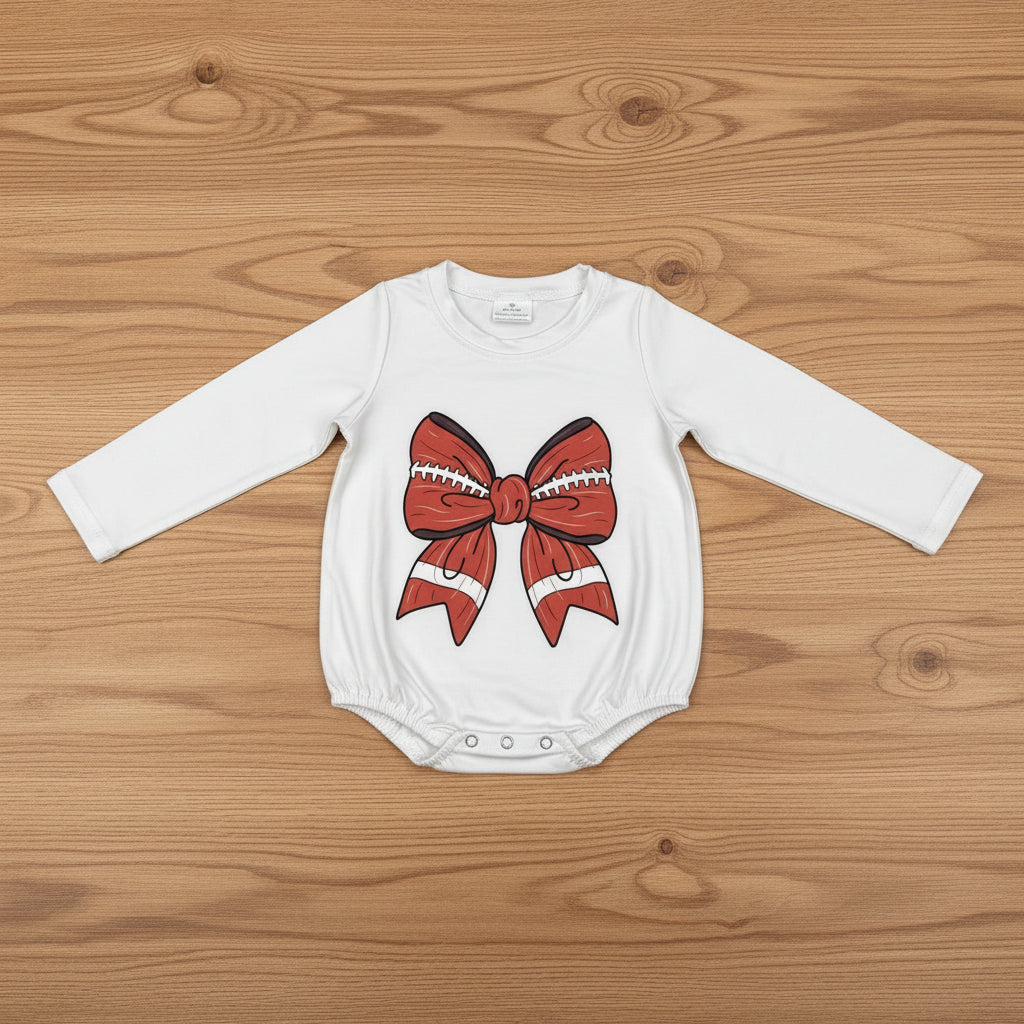 long sleeve football bow print bubble