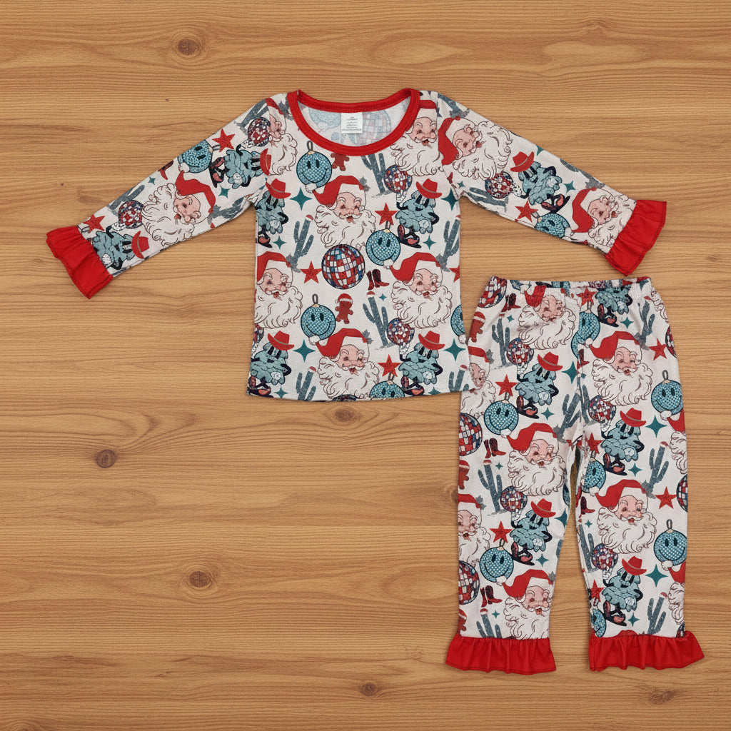 howdy santa disco girl Christmas bamboo pajama set