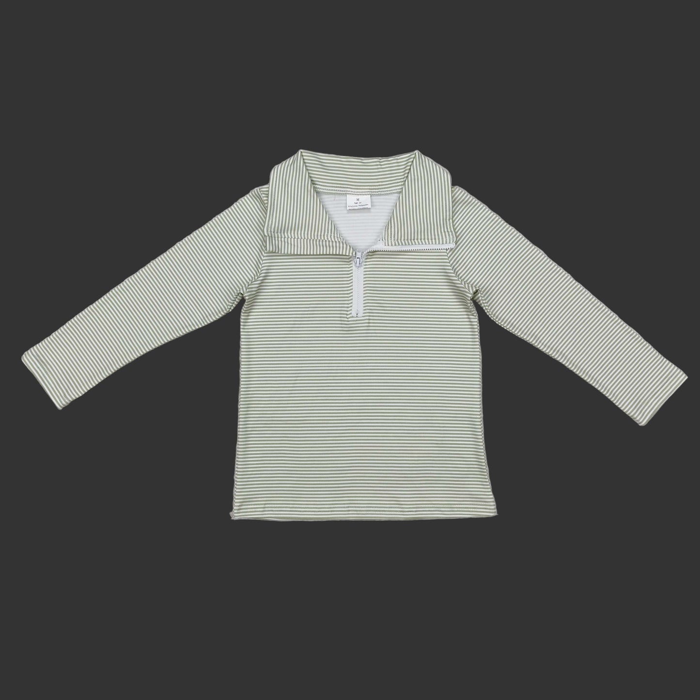 green stripes baby girl zip up pullover