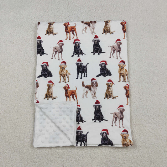 santa dog print Christmas baby blanket