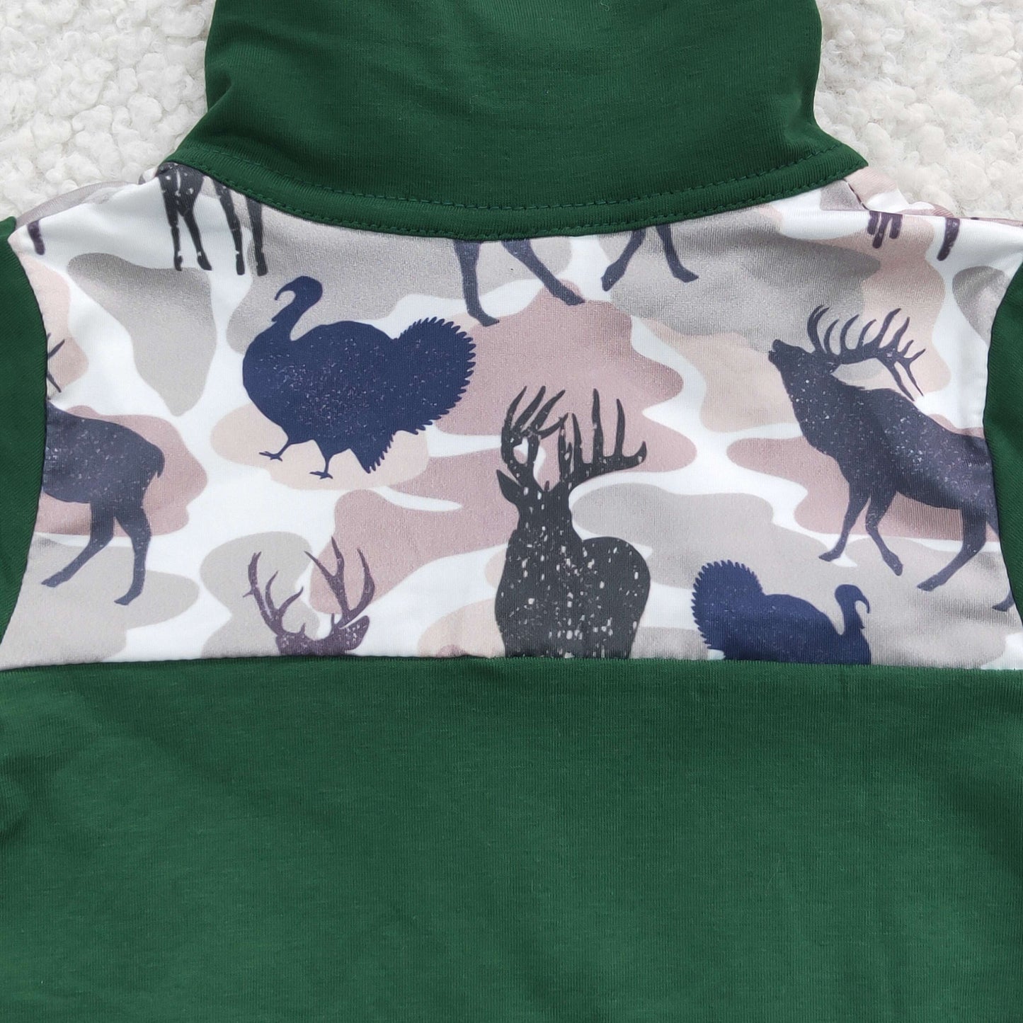 green camo animal boys zipper pullover