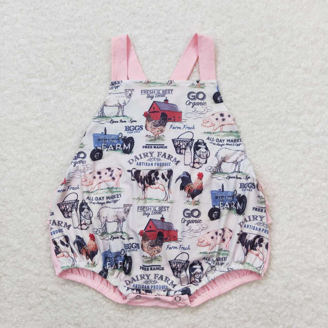 pink farm life ruffle back bubble