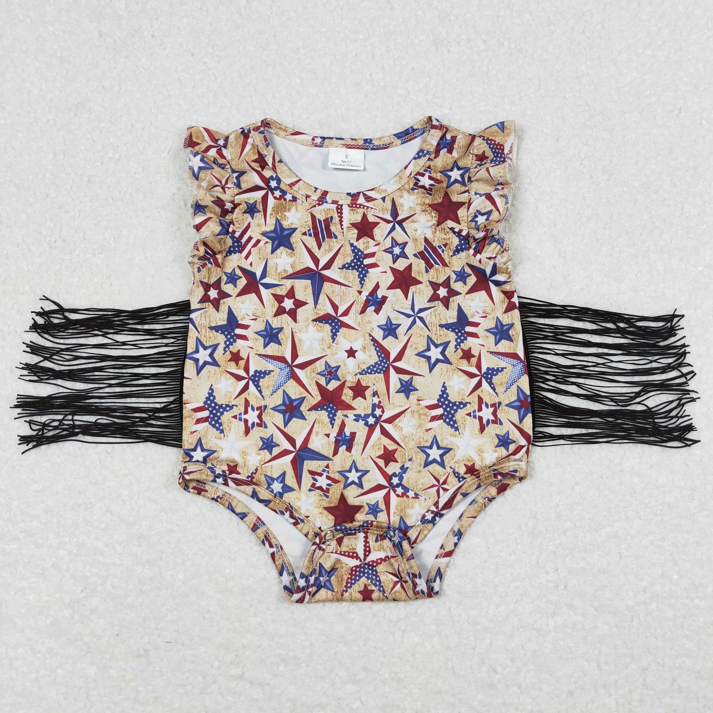 happy 4th stars print fringe bodysuit baby clothes