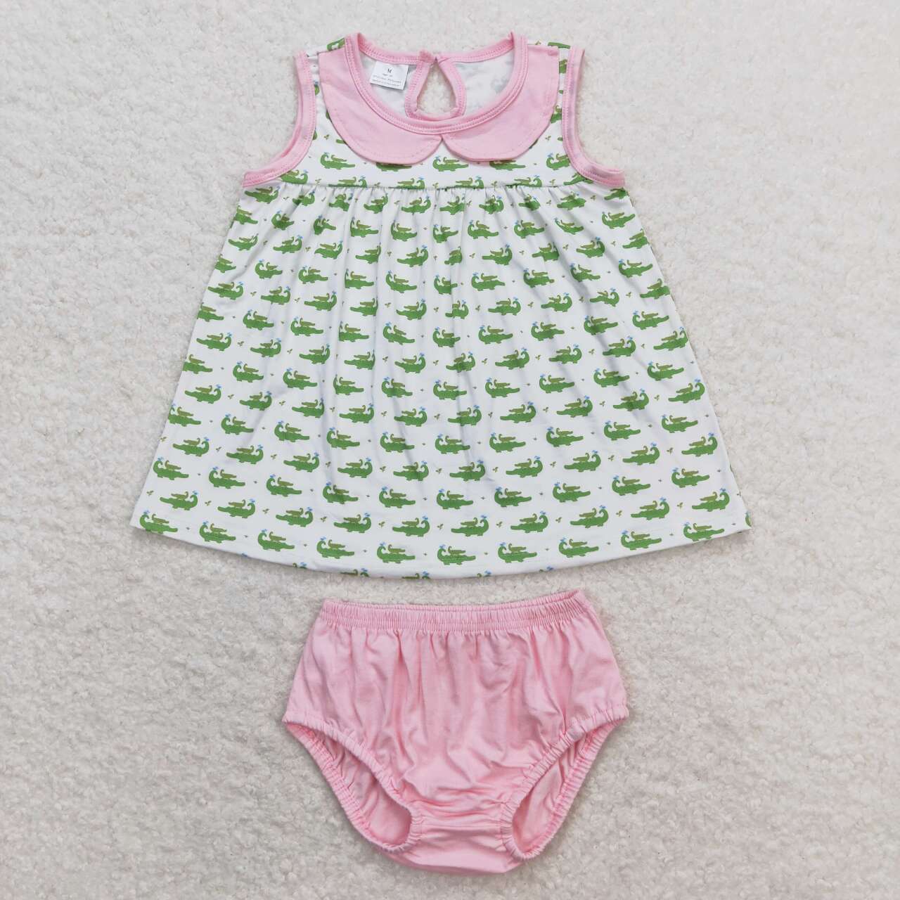 baby girl crocodile bummie set