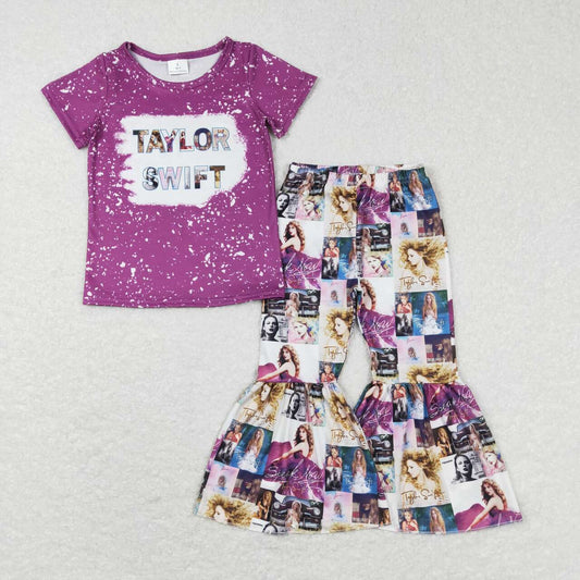 girl boutique outfit purple singer bell bottom clothes