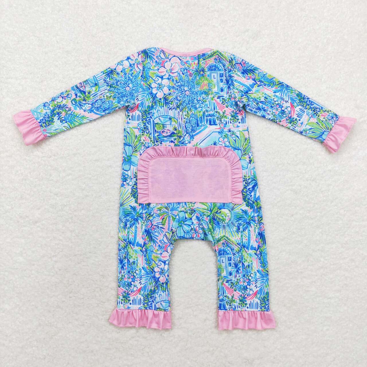 baby girl ruffle lily bamboo sleeper