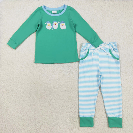 santa embroidery jogger set Christmas boys clothes