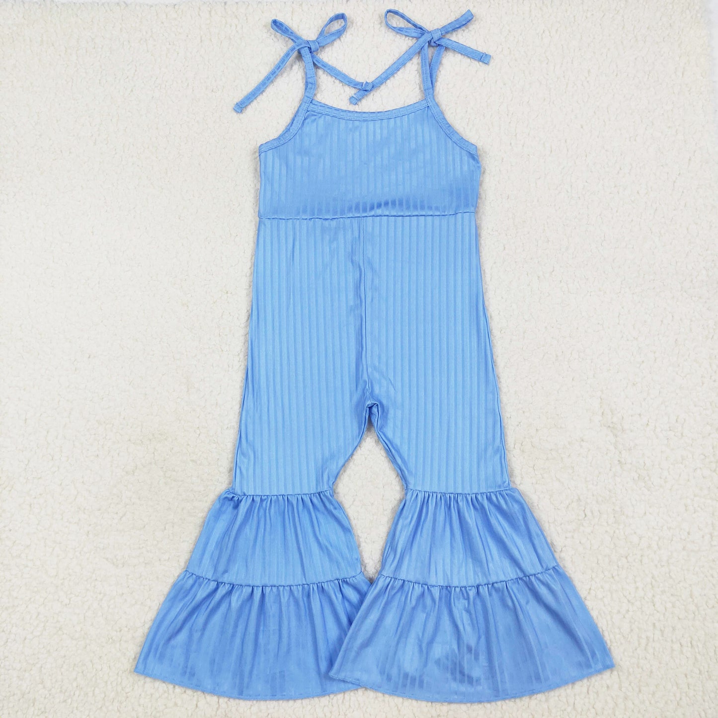blue strap ribbed jumpsuit