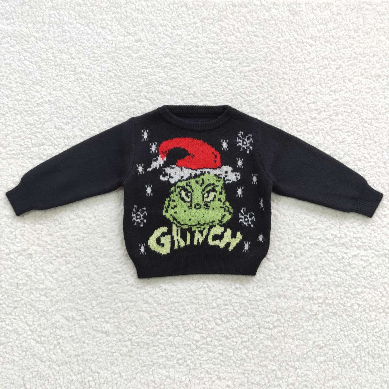 black pullover grinchey sweater for christmas