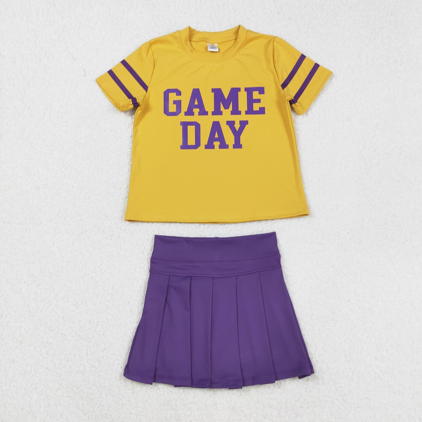 Gold Purple Digital Game Day Pleated Skirts Set