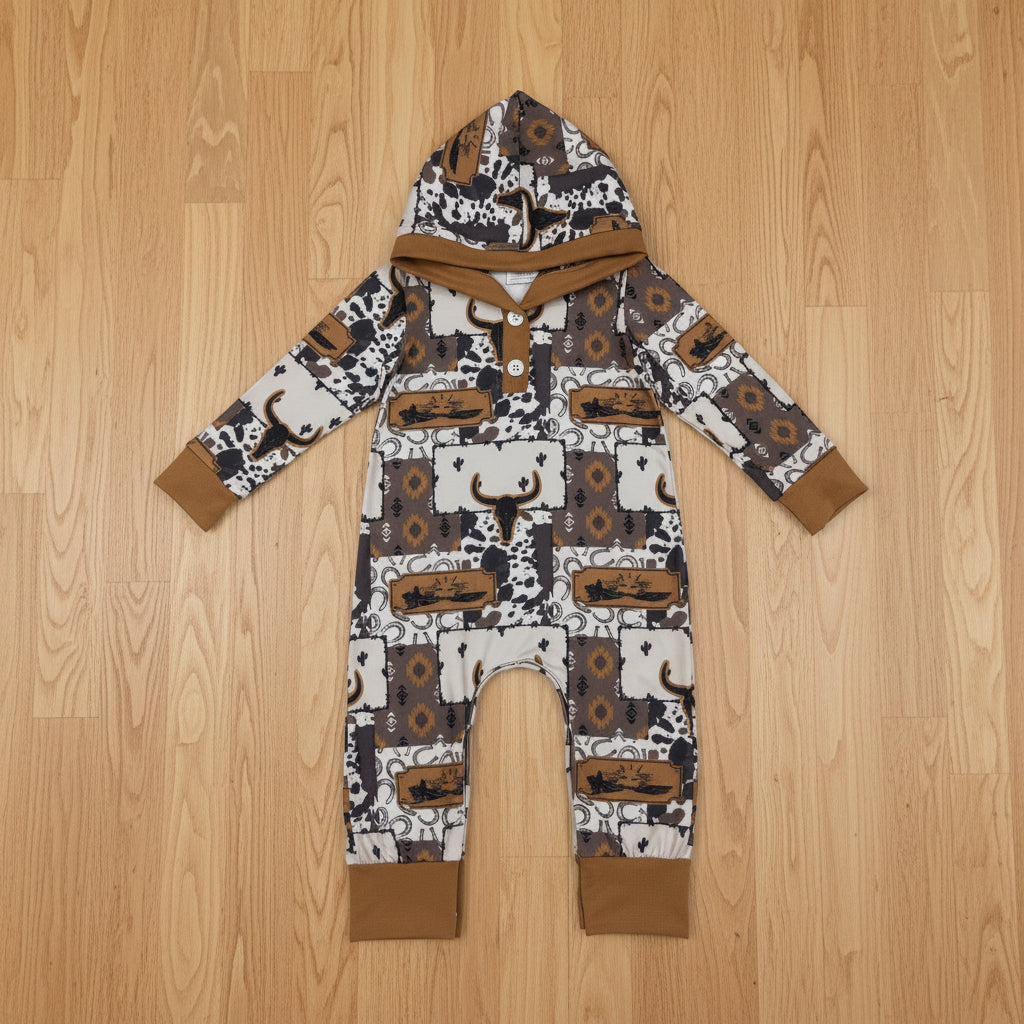 excavator saddle up cowboy hoodie romper