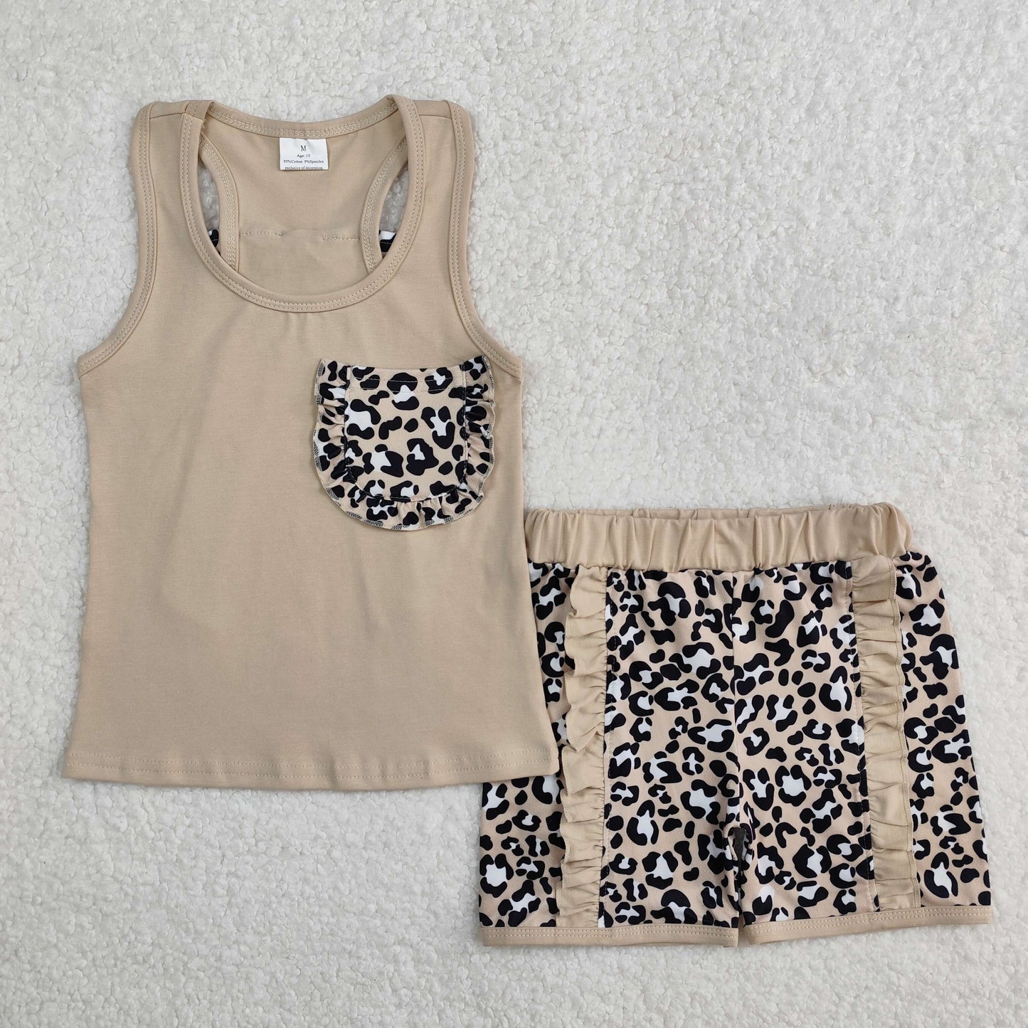 brown tank top leopard shorts set