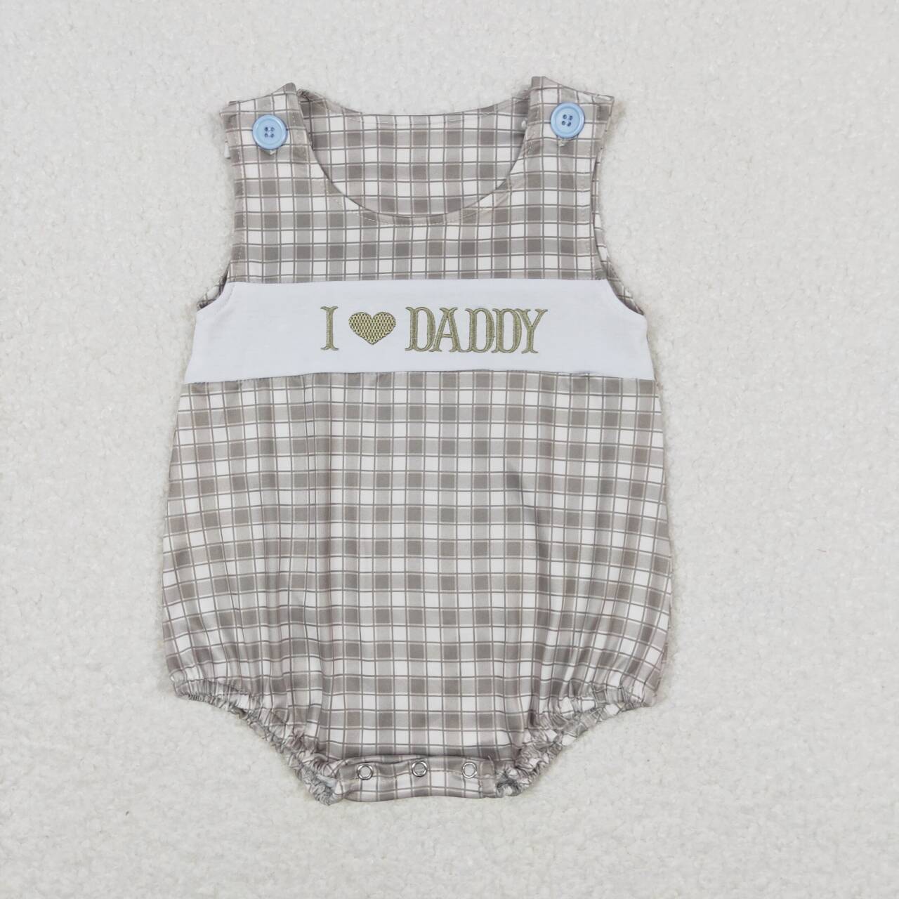 plaid i love daddy embroidery tank bubble father's day clothing