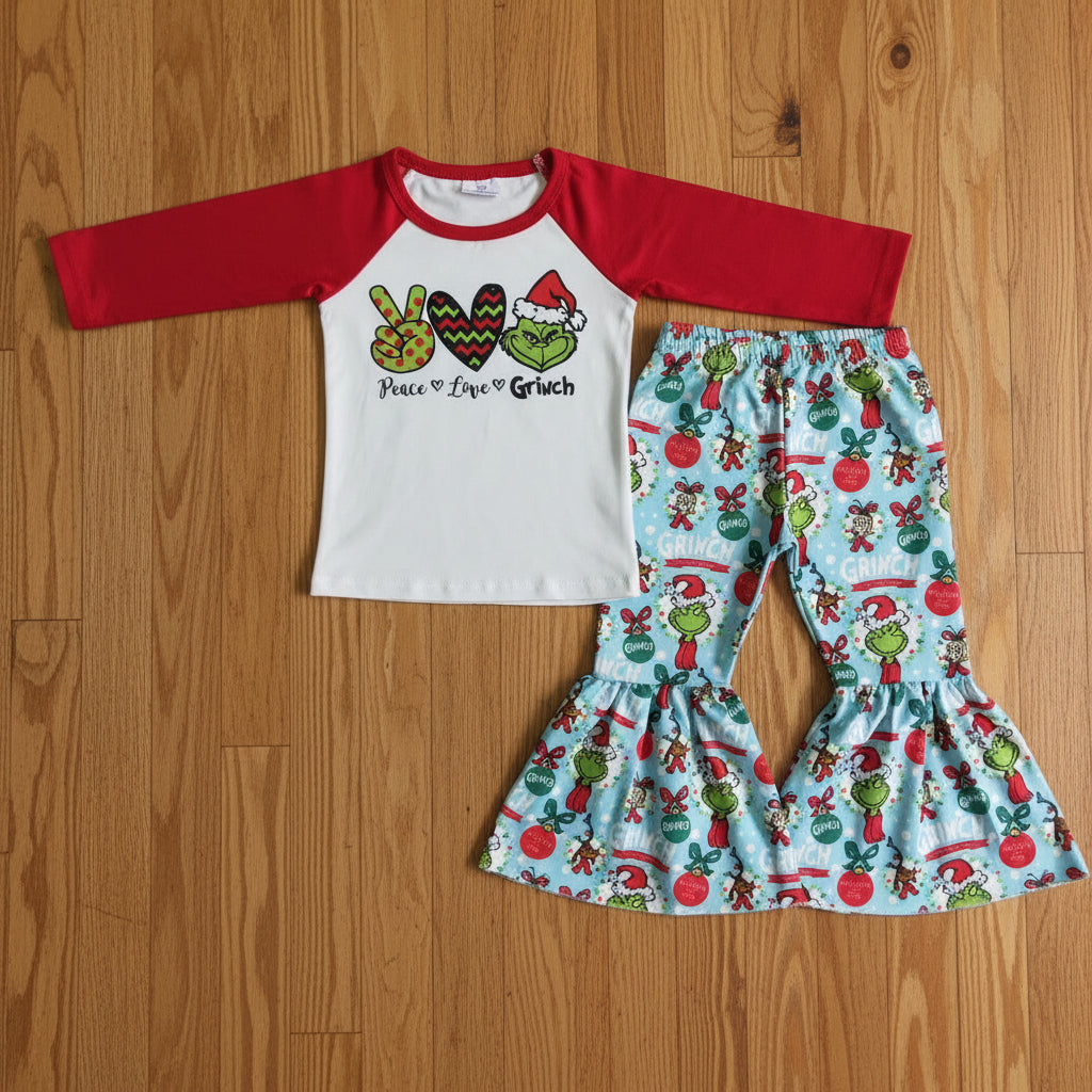 gri*ch bell bottom outfit girl christmas clothes set