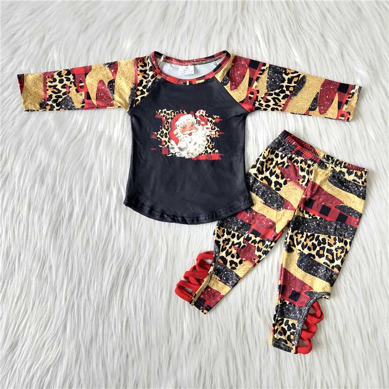 Christmas santa pattern cross legging set