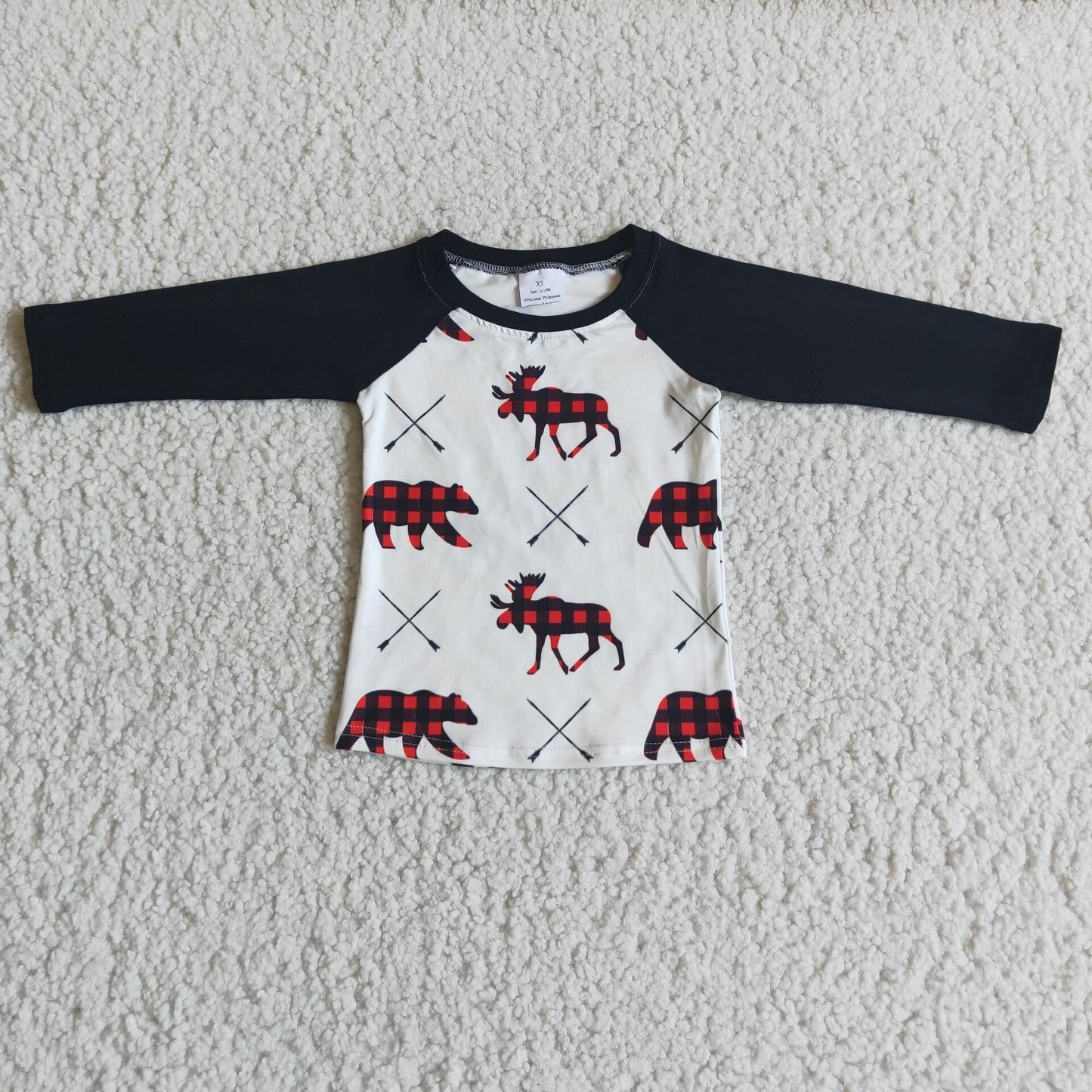 boy christmas reindeer raglan shirt
