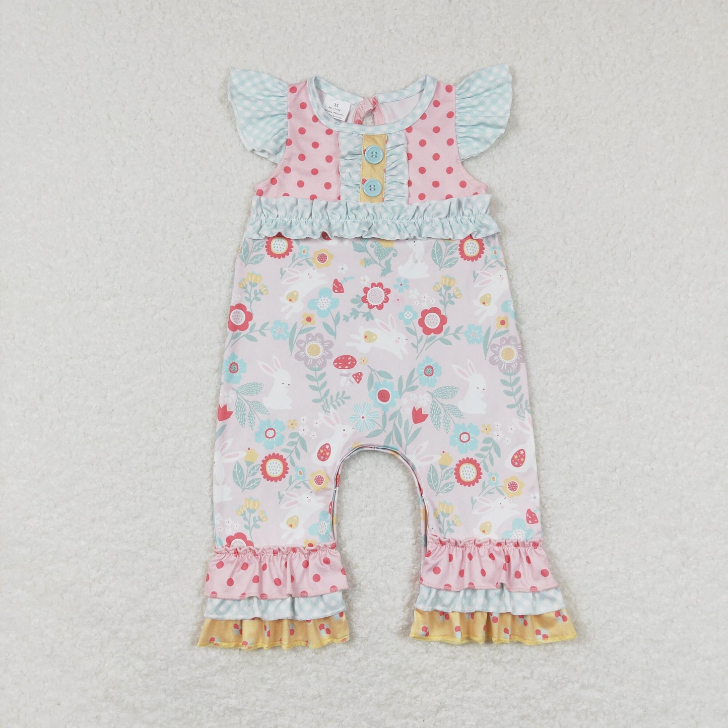baby girl easter rabbit floral ruffle romper