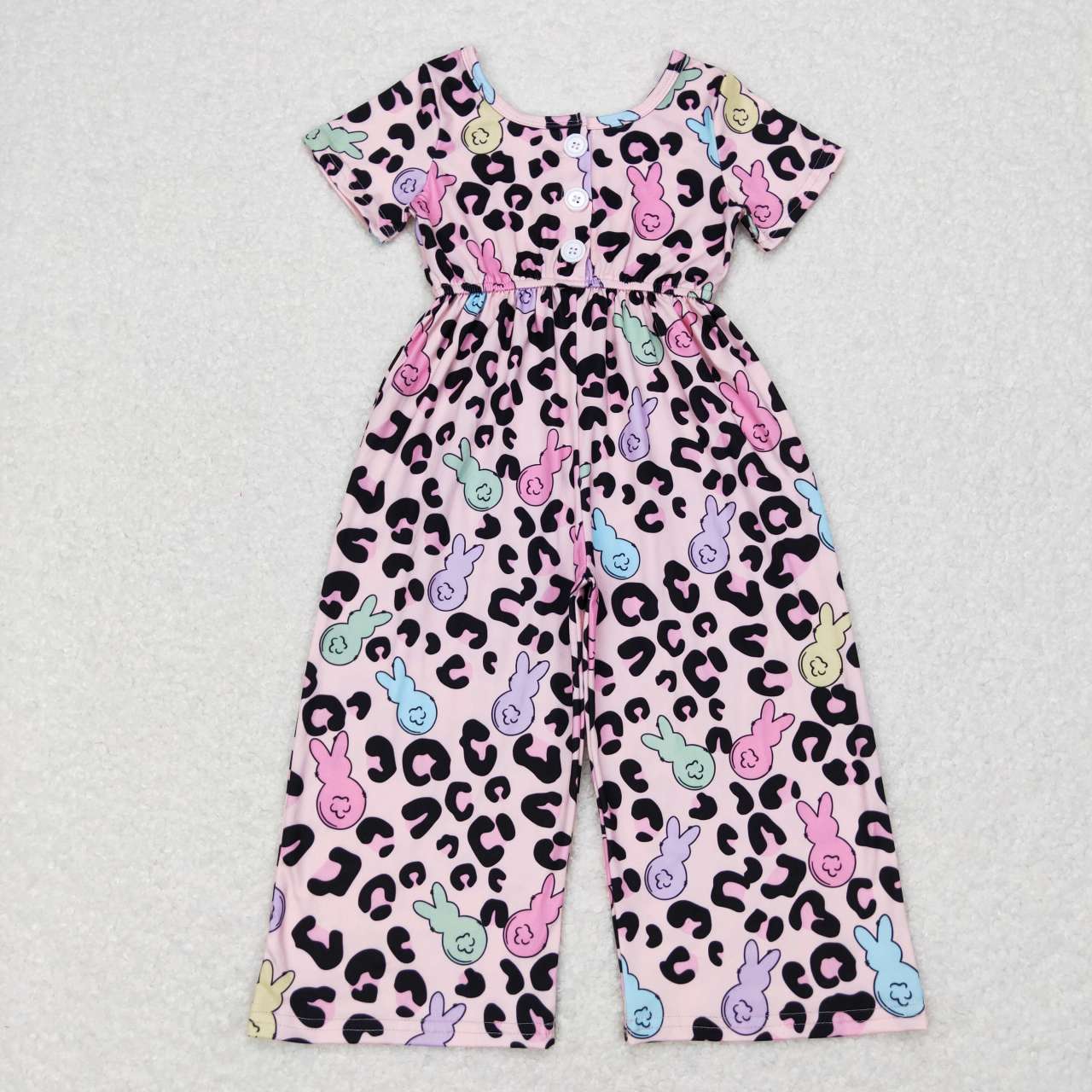 girl easter pink leopard peeps jumpsuit
