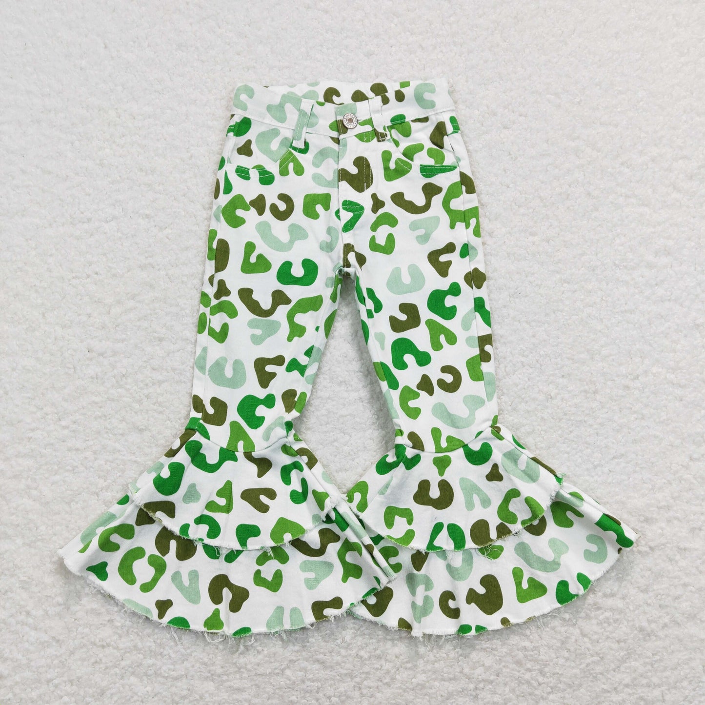 st patrick girls jeans, green leopard denim pants
