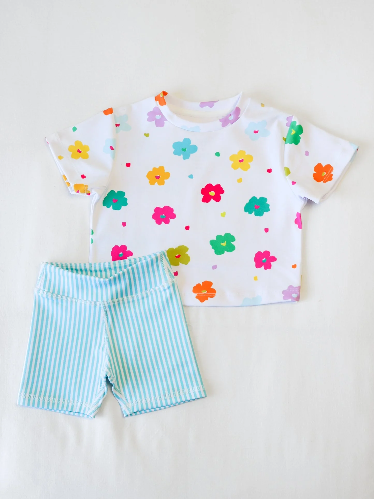 Split-CLOSE 26th April floral top stripes shorts set
