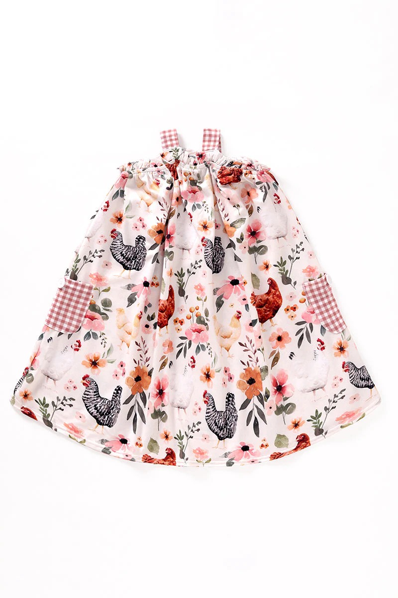 strap chicken floral pocket twirl dress