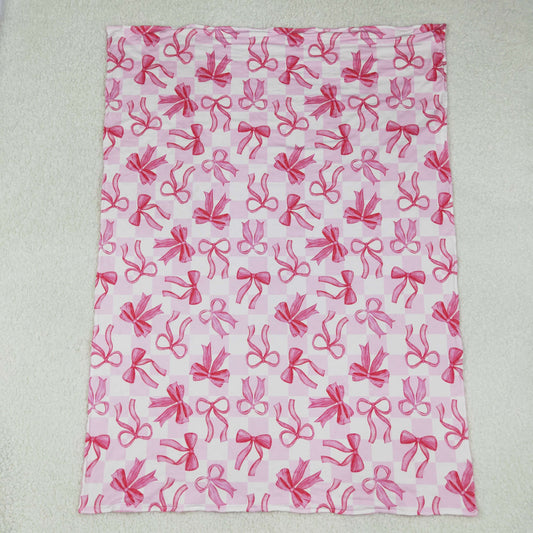 pink bow print minky blanket