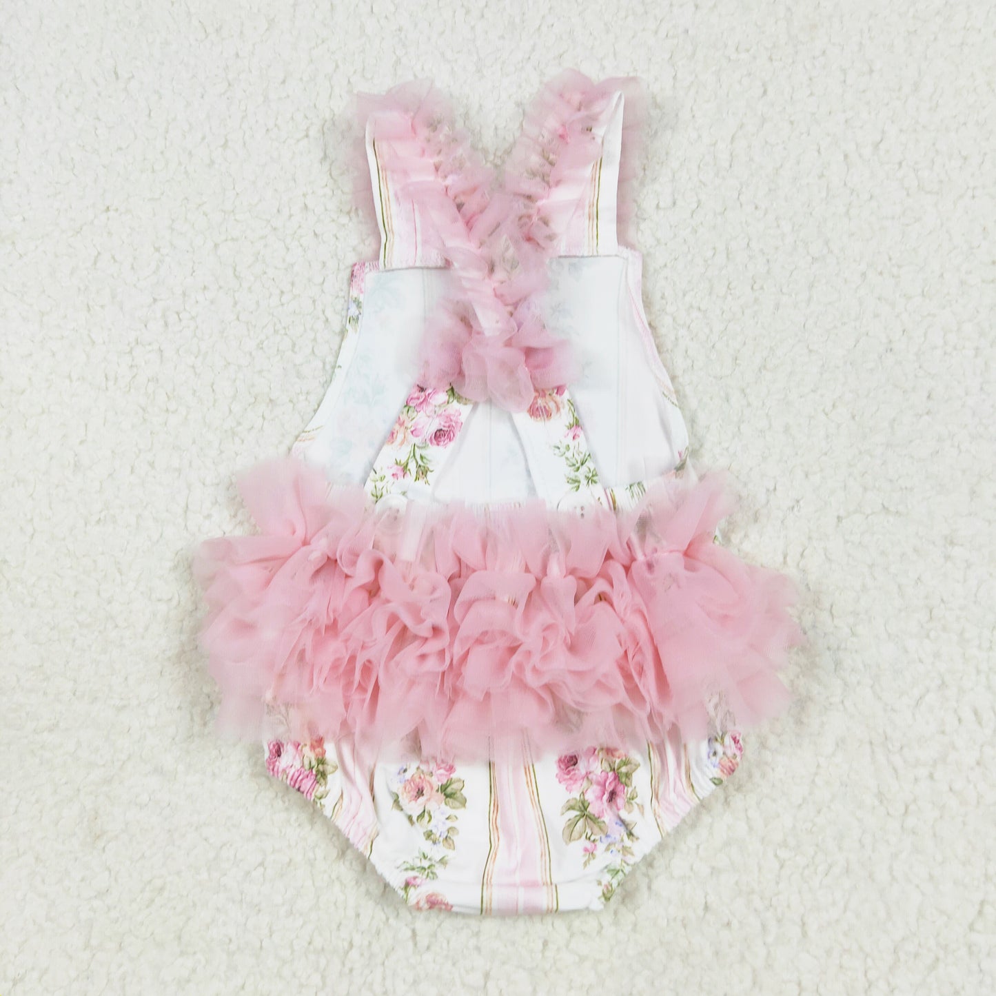 pink floral chiffon ruffle rompers